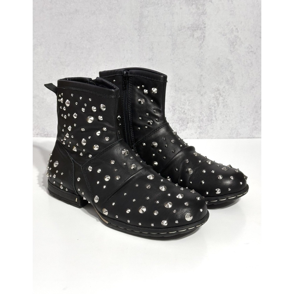 OTTO Zone Osstone Boots 5008-1 Mens 8 Black Leather Studded Moto Punk Biker Goth